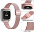 2 Pack Metal Silm Bands for Fitbit Versa 2 & Fitbit Versa & Versa Lite & Versa SE, Stainless Steel Metal Clasp Thin Replacement Bands for Versa 2 Women Men (For 6.7"-8.7" Wrists, Rose Pink+Rose Gold)