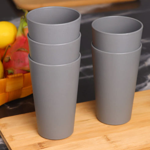 GENLGE 20 OZ Unbreakable Drinking Glasses Reusable Cups for Adult, Eco Friendly Tumblers Wheat Straw Cups Set of 5, Dishwasher Safe