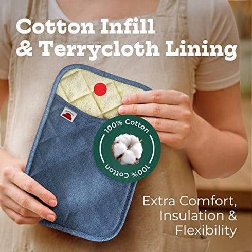 Big Red House Pot Holders for Kitchen Heat Resistant, Set of 2, Silicone Pot Holders for Kitchen and Baking, Blue Denim