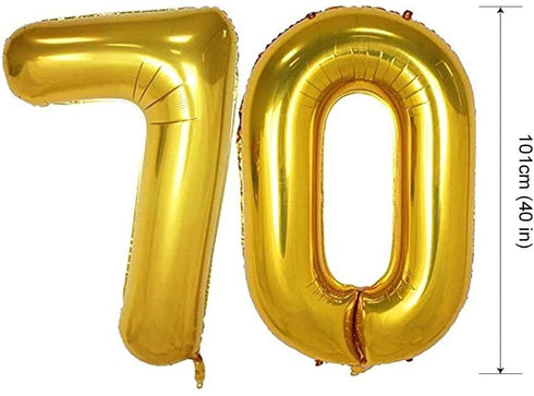 HankRobot 70th Birthday Decorations Party Supplies?42pack? Gold Number Balloon 70 Happy Birthday Banner Latex Balloons(Black, Golden) Confetti Balloons -Great for 70 Seventy Years Old Birthday Party