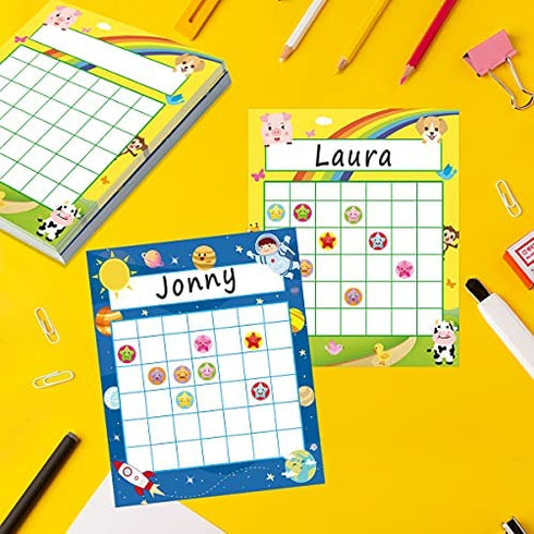 60 Classroom Incentive Chart in 2 Designs Space and Animal Theme with 1056 Star Stickers for Teachers Students