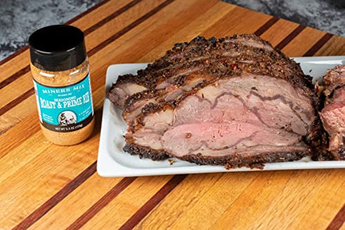 Miners Mix Roast and Prime Rib Herbed Seasoning Dry Rub - Rosemary, Garlic, Black Pepper, Oregano, and Thyme for the Perfect Crust on Beef, Pork, Lamb or Rotisserie Chicken. Low Salt, No MSG. 5.5 oz