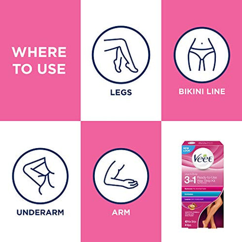 Veet Leg and Body Hair Remover Cold Wax Strips, 40 Count (Packaging May vary)