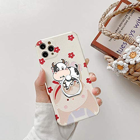 Cell Phone Ring Holder Stand, 360 Degree Rotation Universal Finger Ring Kickstand Cute Cow Phone Grip Compatible with iPhone, Samsung, LG, Sony, HTC and More