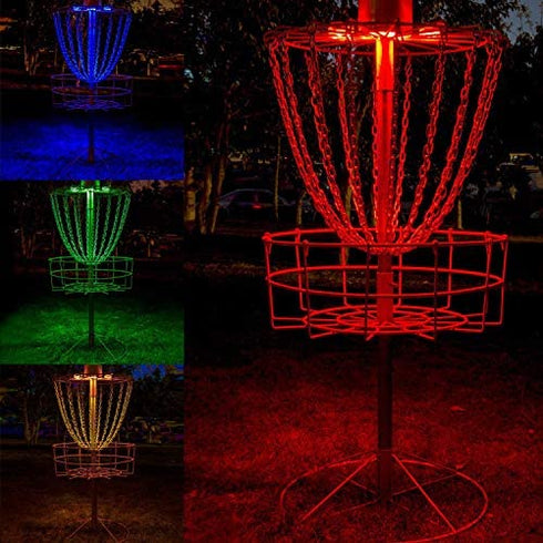 TiToeKi 2Pack Magnetic LED Lights for Flying Disc Golf Basket, Waterproof, Remote Control, Multi Colored-Glow Night Disc Golf (Basket Not Included)