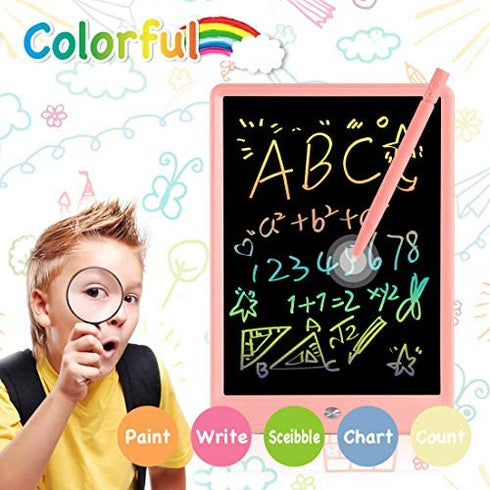 ORSEN LCD Writing Tablet 10 Inch, Colorful Doodle Board Drawing Pad for Kids, Drawing Board Writing Board Drawing Tablet, Educational Christmas Girls Toys Gifts for 3-6 Year Old Girls Boys (Pink)