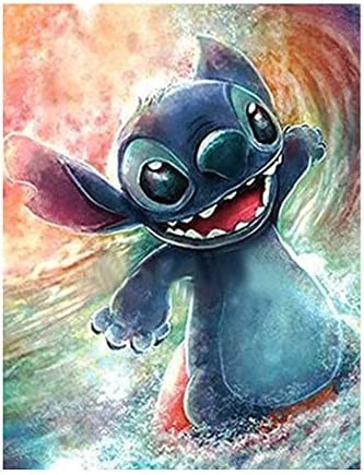 Kimily DIY Paint by Numbers for Adults Kids Disney Lilo and Stitch Paint by Numbers DIY Painting Disney Acrylic Paint by Numbers Painting Kit Home Wall Living Room Bedroom Decoration Lilo Stitch Surf