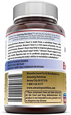 Amazing Nutrition Brewers Yeast Tablets - 7.5 Grain Capsule 500mg 240 Tablets - Supports Healthy Digestion * Promotes Heart Health