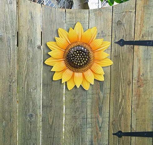 GIFTME 5 Metal Sunflower Decor,Flower Wall Decor for Bathroom,Kitchen,Sunroom,Garden,Patio Decor(12 Inch Yellow)
