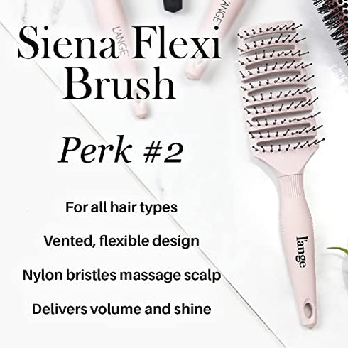 L'ANGE HAIR Siena Flexi Curved Vented Hair Brush | Detangle Brush with Nylon Bristles | Best Wet Brush for Tangles and Knots | Ideal Brush for men and women | Flexible Vented Hair Brushes for Airflow
