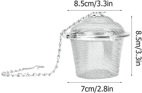 Tea Ball Infuser Stainless Steel Tea Strainer Mesh Ball Herbal Spice Filter Soup Infuser with Chain(L)