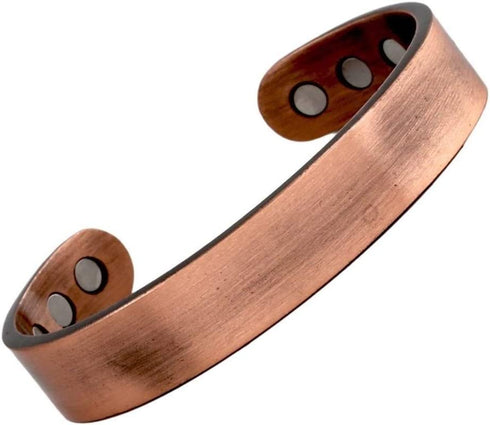 Reevaria - Pure Copper Plain Magnetic Heavyweight Cuff Bracelet for Men, with 8 Magnets 3500 Gauss