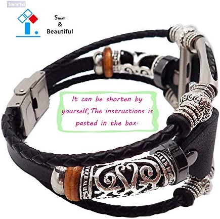 Smatiful Fancy Bands (Small Mediume Large xl are Ok) with Stainless Steel Clasp and Gunmetal Parts for Women and Men, Leather Band for Apple Watch (Series 1,2,3,4,5,6,7 SE) 42mm 44mm,Classic Black