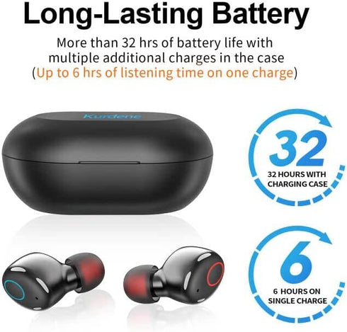 kurdene Bluetooth Wireless Earbuds, S8 Deep Bass Sound 38H Playtime IPX8 Waterproof Earphones Call Clear with Microphone in-Ear Bluetooth Headphones Comfortable for iPhone, Android