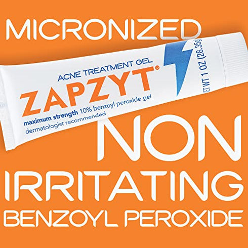 Zapzyt Maximum Strength 10% Benzoyl Peroxide Acne Treatment Gel 1 oz.