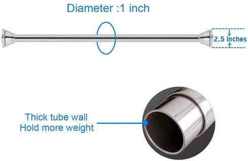 Amazer Chrome Shower Curtain Rod 42-72 inches Adjustable Shower Rod Tension Spring Curtain Rod No Drill for Bathroom Bedroom Study Window Closet Doorway, Chrome