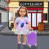 K.T. Fancy 23 pcs 18 Doll Accessories Suitcase Travel Luggage Play Set for 18 Inch Doll Travel Carrier, Sunglasses Camera Computer Phone Pad Travel Pillow Passport Tickets Cashes