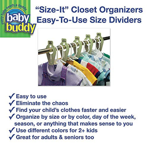 Size-It Closet Organizers by Baby Buddy - Baby Clothes Closet Dividers – Nursery Clothing Organization for Babies and Kids, Newborn up to Size 8, Clothes Divider for Closet, Gray, 10 Count