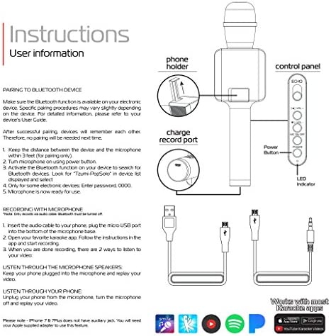 PopSolo by tzumi – Professional Bluetooth Karaoke Microphone and Voice Mixer with Smartphone Holder – Great for Kids and Parties – Rose Gold