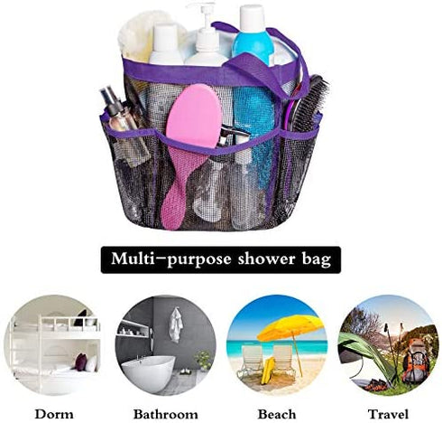 Attmu Mesh Shower Caddy Portable for College Dorm Room Essentials with 8 Pockets, Hanging Shower Caddy Basket Tote Bag Toiletry Accessories for Bathroom