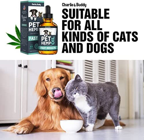 Charlie & Buddy H?mp Oil Dogs Cats - Helps Pets with ?nxiety, P?in, Str?ss, Sl??p, ?rthritis, S?izures R?lief - ?ip J?int H?alth - 100 Natural Pure Drops, Organic C?lming Tr?ats