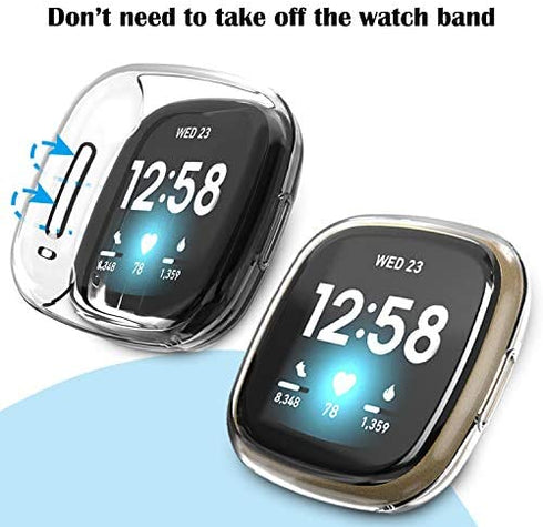 KPYJA 6-Pack Screen Protector Compatible with Fitbit Versa 3/Sense Case, Soft TPU Plated Case All-Around Protective Screen Full Cover Bumper Compatible for Fitbit Sense/Versa 3 Smart Watch