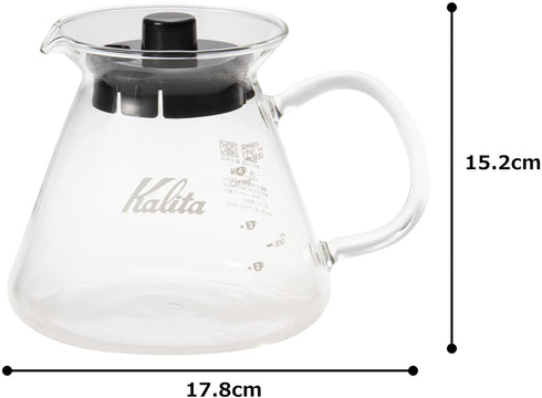 Kalita (Carita) Coffee Server I Pour Over Carafe I 500ml (17oz) I Pot Fits Kalita Drippers I Heat Resistant Glass I Made in Japan I, Single Cup, Clear