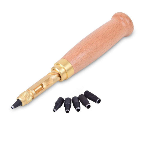 Japanese Screw Punch Screw Punch Auto Leather Tool Book Drill 6 Tips Sizes 1.5-4mm for Sewing Leather Paper Craft Adjustable Screw Hole Punch Bookbinding Tool