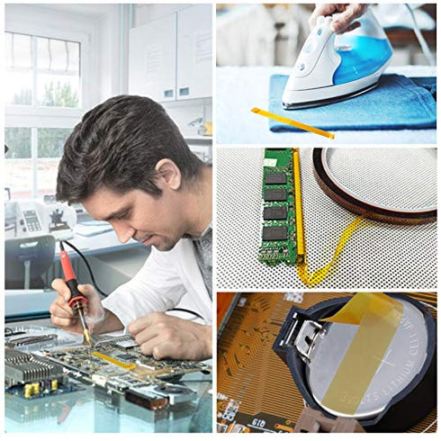 3 Rolls Heat Tape, 10mm x 90ft Heat Resistant Tape, No Residue Heat Transfer Tape Kapton Tape, Heat Tape for Sublimation, Heat Press, Electronics, Soldering, 3D Printing