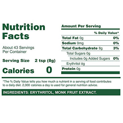 WHOLE EARTH Monk Fruit Sweetener with Erythritol, Plant-Based Sugar Alternative, 12 Ounce Pouch