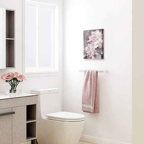 Lamplig Flowers Canvas Wall Art Floral Prints Pink and Gray Rose Pictures Modern Paintings Romantic Artwork for Bedroom Bathroom Office Living Room Home Room Wall Decor 12x16 Inch