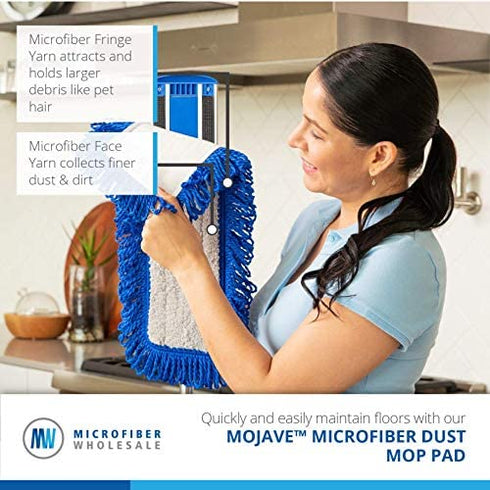 18" Mojave Microfiber Dust Mop Pads (Pack of 2) - Replacement Head & Refill for Microfiber Mops, Reusable & Machine Washable, Use for: House, Commercial, Industrial