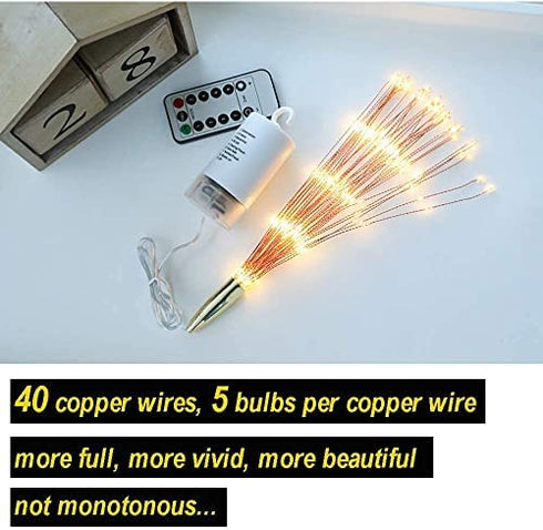 200LED Hanging Sphere Lights, Battery Operated Starburst Lights, 8 Modes Dimmable Remote Control, Waterproof Fairy Lights, Copper Wire Lights, Indoors Outdoors Christmas Decoration (Warm White)