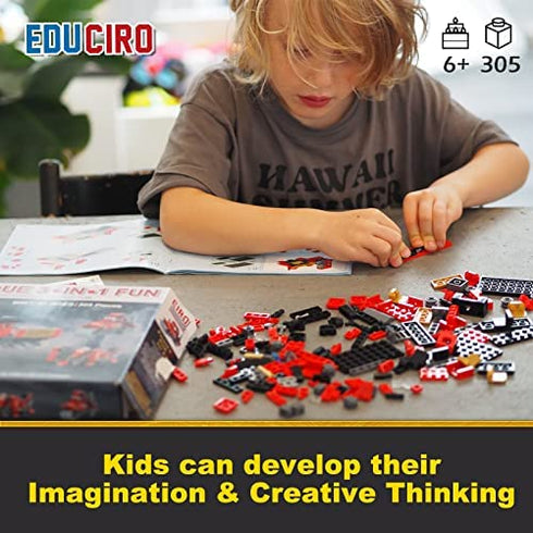Educiro Train Sets for Boys Age 6-10, 3 in 1 City Building Kit Motorcycle Tractor Creative Educational Birthday Gift, Stem Projects Toys for Kids 6 7 8 9 10 Year Old, 305 Pieces