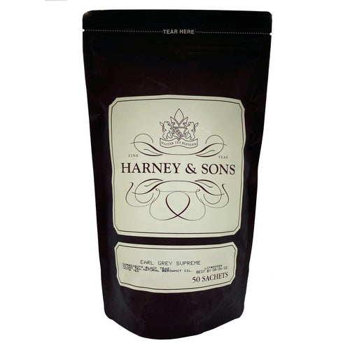 Harney & Sons Earl Grey Supreme Tea - Lemony Flavors, High Quality, Presents and Party Favors - Bag of 50 Sachets