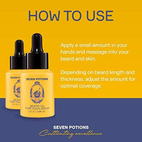 Beard Oil 1 fl oz by Seven Potions. Fragrance Free Beard Softener. Stops Beard Itch. Natural Beard Conditioning Oil. Contains Jojoba Oil (Pure Equilibrium)