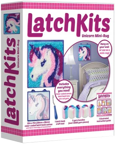 LatchKits – Unicorn Latch Hook Kit – Easy-to-Learn Craft Project – No Sewing Or Cutting – For Ages 6+