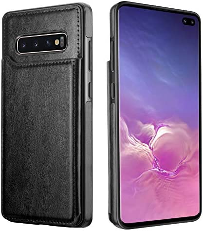 HianDier Wallet Case for Galaxy S10 Plus Slim Protective Case with Credit Card Slot Holder for Men Flip Folio Soft PU Leather Magnetic Closure Cover Case for Samsung Galaxy S10 Plus 6.4 Inches, Black