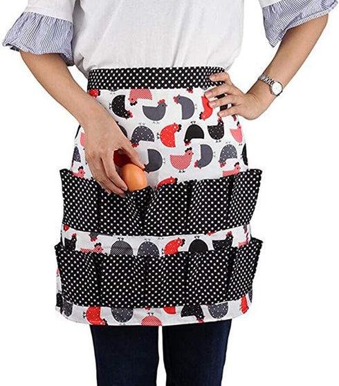 Chicken Egg Collecting Apron,12 Deep Pockets Hen Duck Goose Eggs Holder Aprons