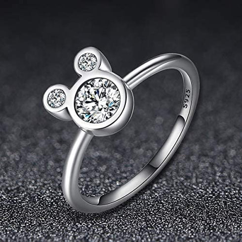 WOSTU 925 Sterling Silver Ring for Women Girls Love Heart,Cat,Mouse,Cubic Zircon(Different Size)