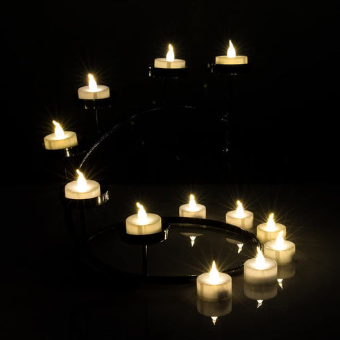 AGPTEK Timer Flickering Tea Lights 24 Pack Flickering LED Candles with Timer Battery Operated Flameless Tealight Candles for Wedding Holiday Party Home Decoration Warm White