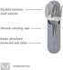 W&P Porter Stainless Steel Utensils with Silicone Carrying Case | Slate | Spoon, Fork & Knife for Meals on the Go | Portable and Compact Set