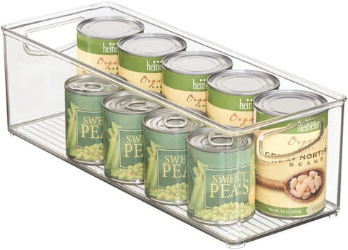 mDesign Plastic Food Storage Organization Container Bin w/Handles, for Kitchen, Pantry, Cabinet, Fridge/Freezer, Countertop - Organizer for Refrigerator Snacks - Ligne Collection -Clear
