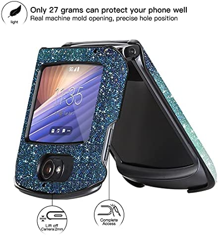 Case for Motorola RAZR 5G Flip Phone Glitter Diamond Designed Bling Luxury Light Slim Shockproof Protective Phone Case Sparkle Fashion Cover for Girly Girls Women (Green)
