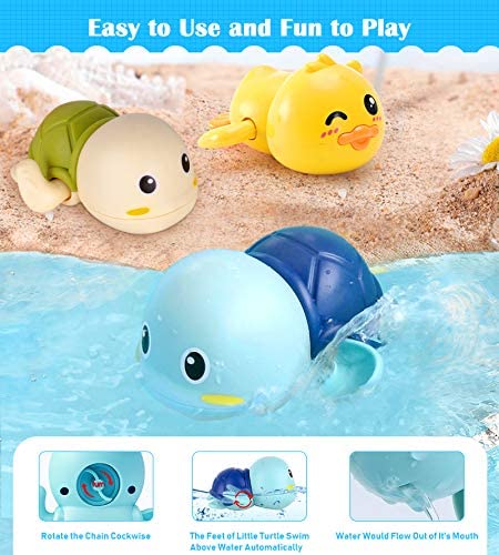Bath Toys, 4 Pack Baby Bath Toys for Toddlers 1-3, Floating Wind-up Toys Swimming Pool Games Water Play Set Xmas Gift for Bathtub Shower Beach Infant Toddlers Kids Boys Girls Age 1 2 3 4 5 6 Years