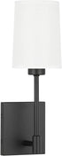 XiNBEi Lighting Bedroom Wall Lamp, Modern 1 Light Black Wall Mounted Sconce Light with Fabric Shade for Bedside & Living Room XB-W1215-1-MB
