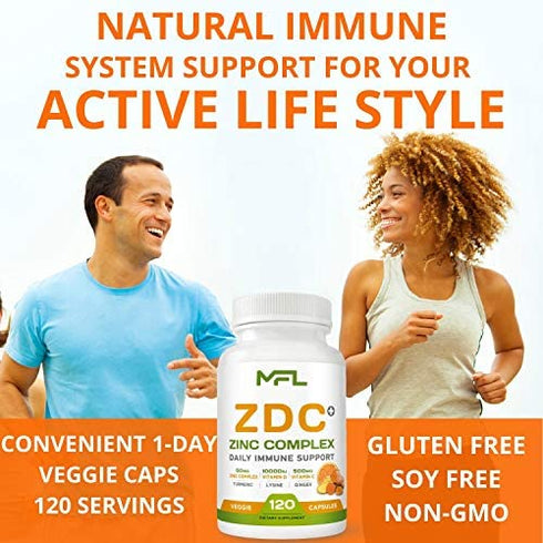 CDZ + Ginger + Lysine + Turmeric |Vitamin C 500mg| Vitamin D3 10,000 IU(250mcg)| Zinc Complex 50 mg| Turmeric 100mg| Lysine 100 mg| Ginger 100 mg| Vegetarian Capsules| 120 Servings