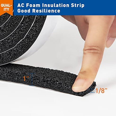 MAGZO Weather Stripping 1 Inch W X 1/2 Inch T, Foam Insulation Strips High Resilience Total Length 13 Feet (6.5 ft x 2 Rolls)