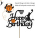 Vivicraft Basketball Theme Cake Topper for Boy Birthday Decorations, Double Sided Glittery Happy Birthday Basketball Cake Toppers for Party Supplies (1pcs, Black)