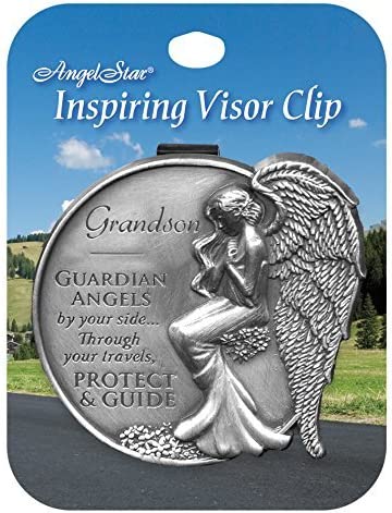 AngelStar 15687 Grandson Guardian Angel Visor Clip Accent, 2-1/2-Inch, Black